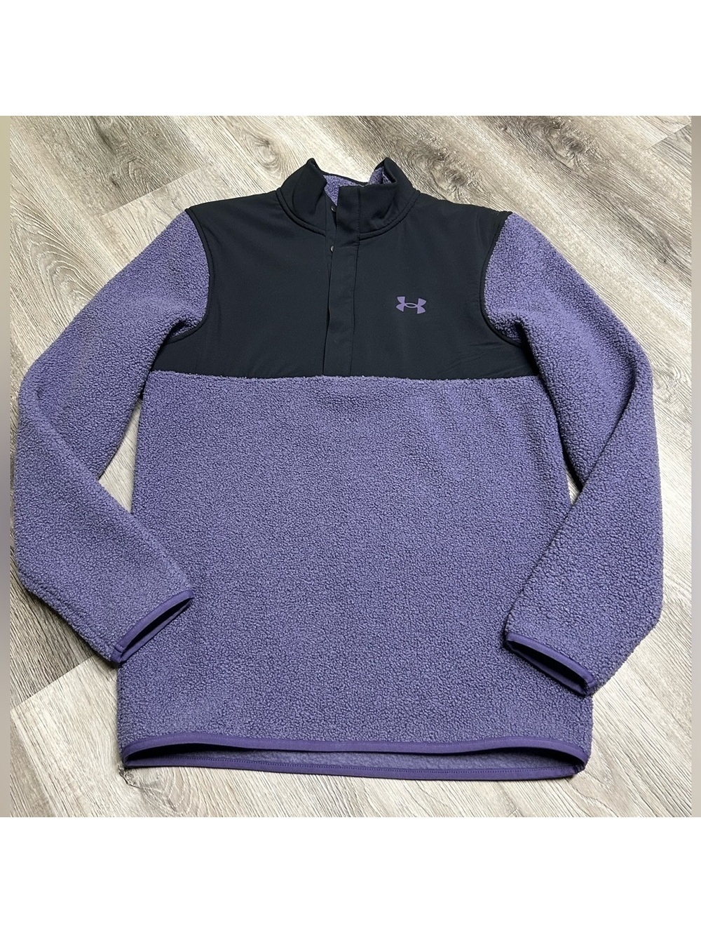 Under Armour Mens Sweater Fleece Pile Golf Sweater Halo Purple/Blue Small NEW
